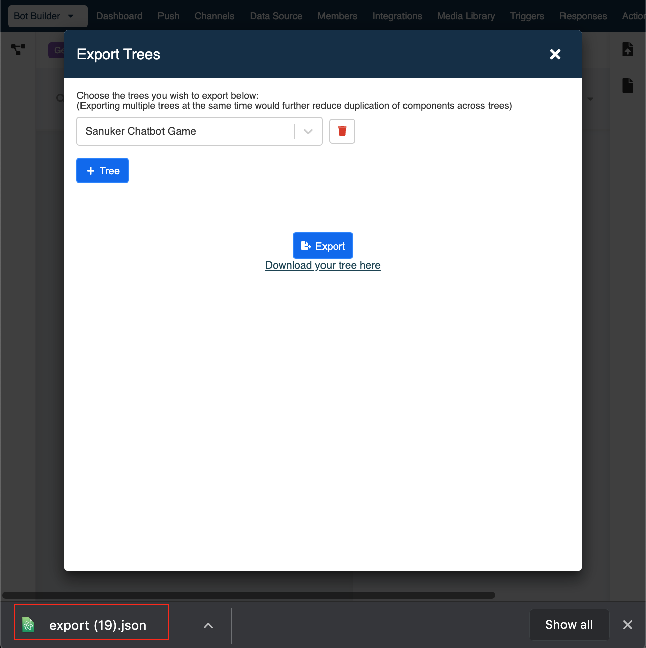 Downloaded as JSON file